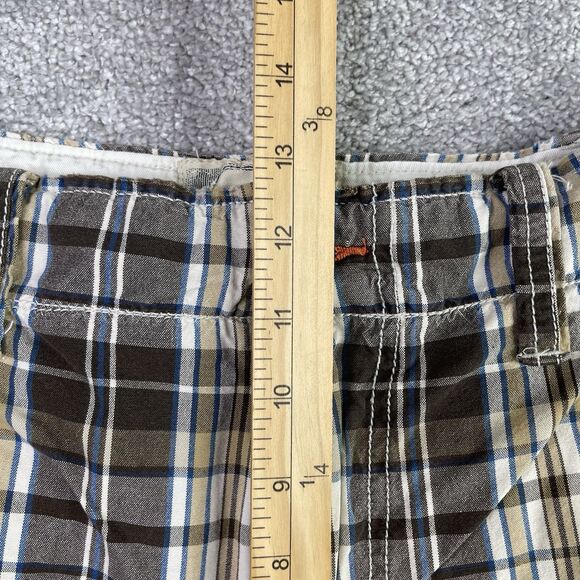 American Eagle Cargo Shorts Men’s 36 Brown Plaid Pockets Preppy Vintage - Picture 8 of 11